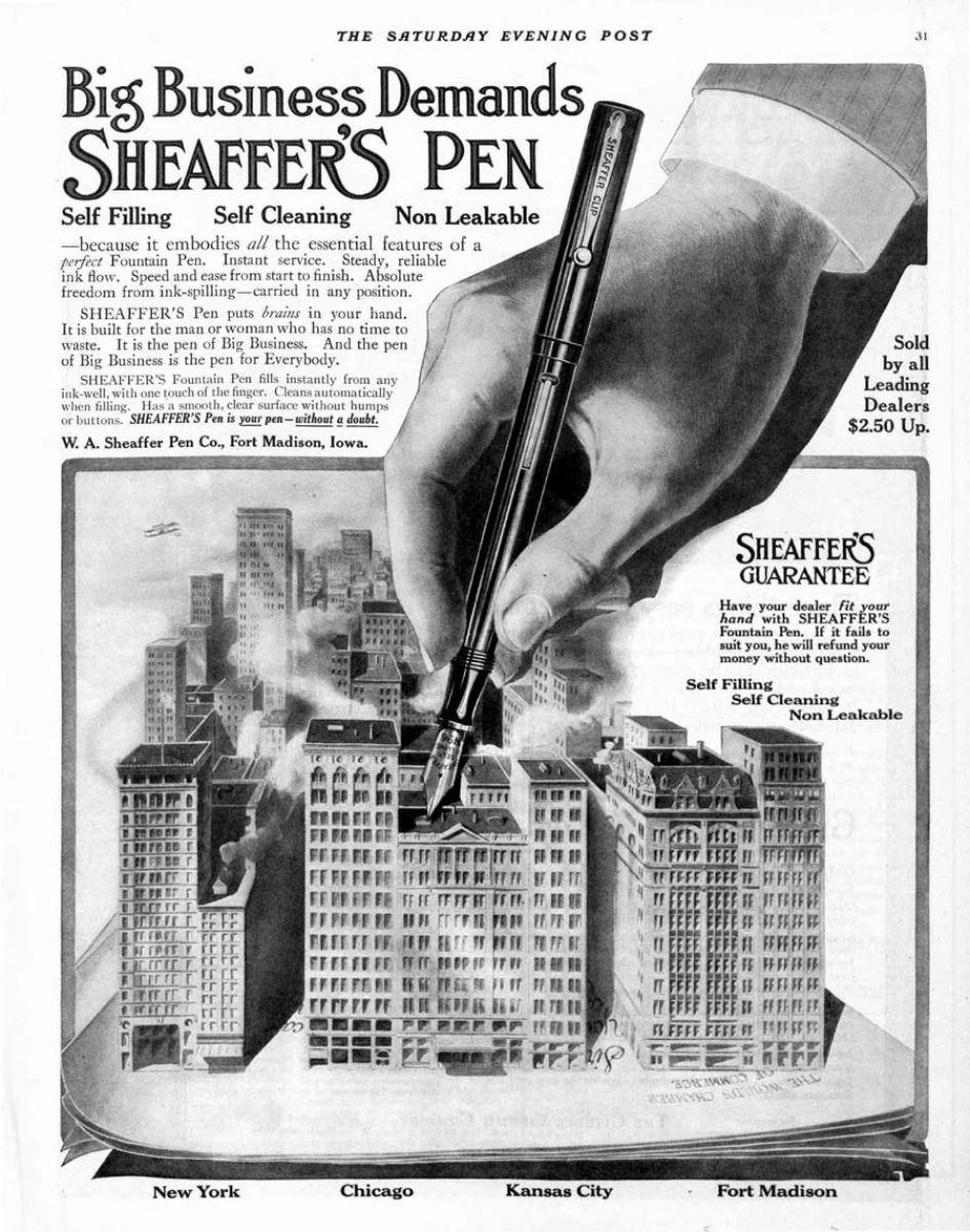 Sheaffer'S Saturday Evening Post ad. September 12, 1914.