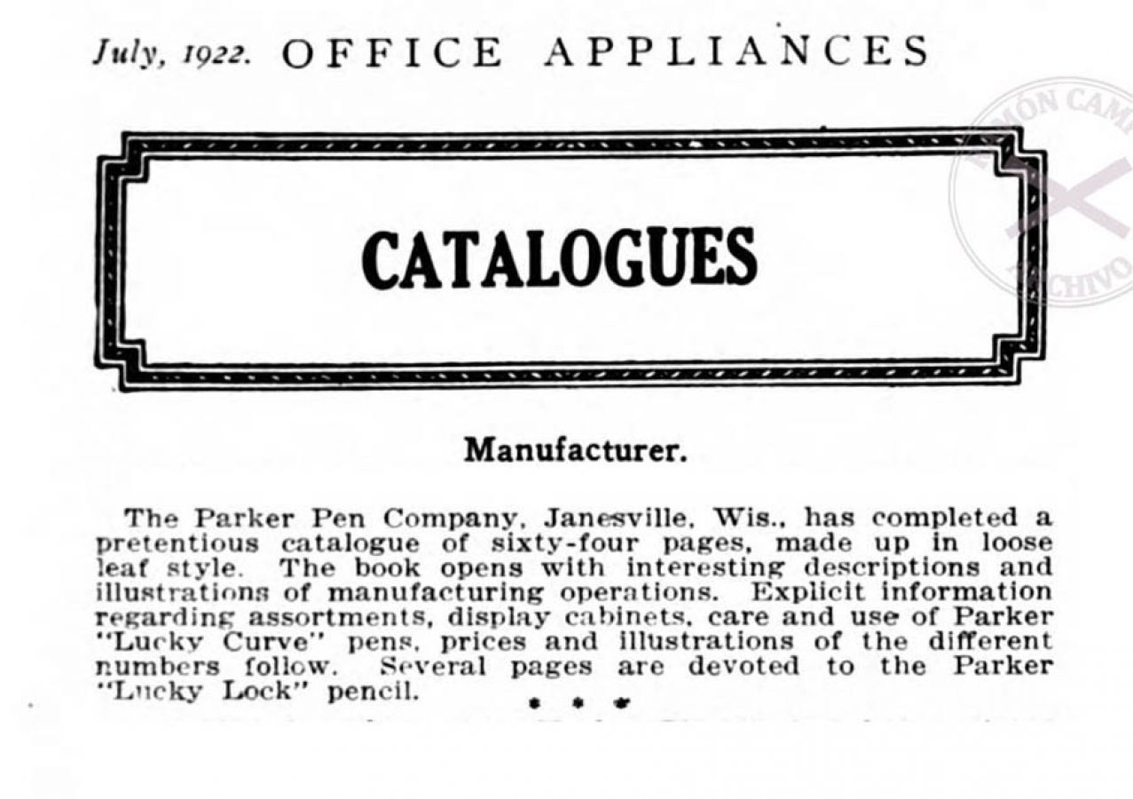 1922 07 00 Parker new catalog Office Appliances
