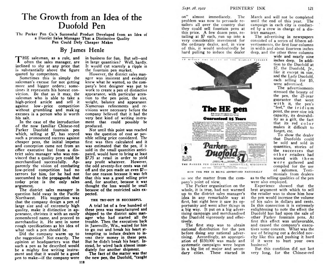1922 09 28 Duofold the growth from a idea