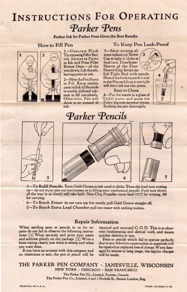 1925 11 00 Parker_Duofold_instructions_Lazard_reverse