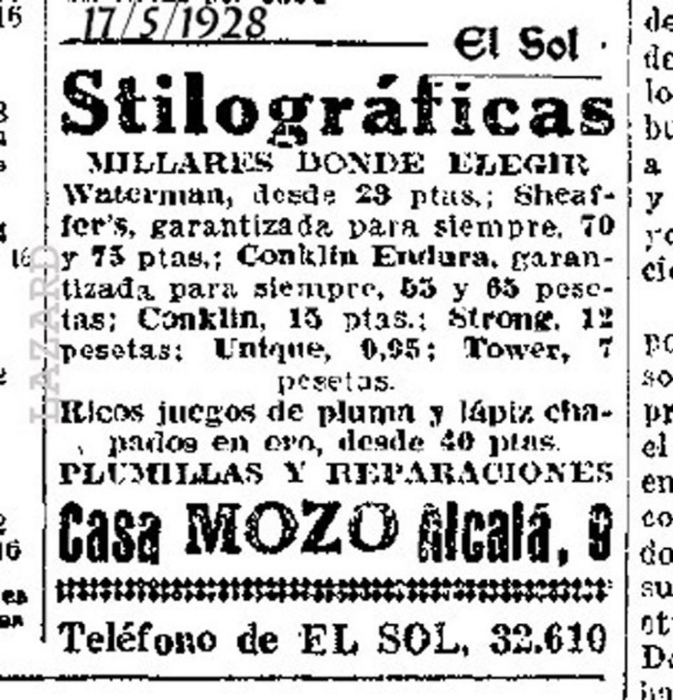 1928 05 17 Spanish ad with prices