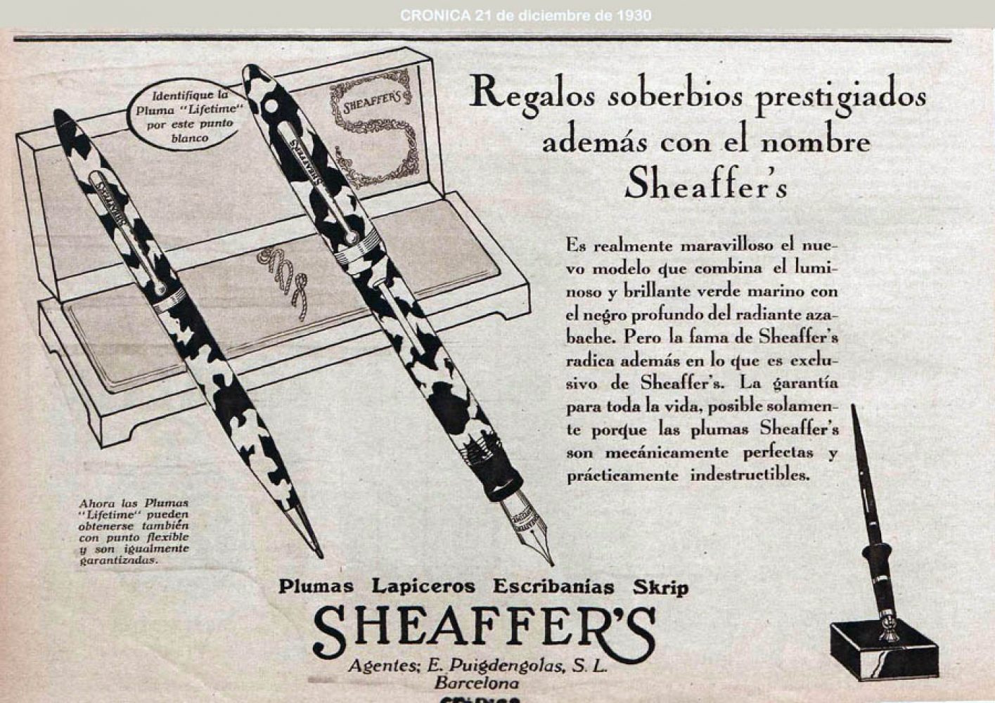 1930 12 21 Ad in Spanish Cronica