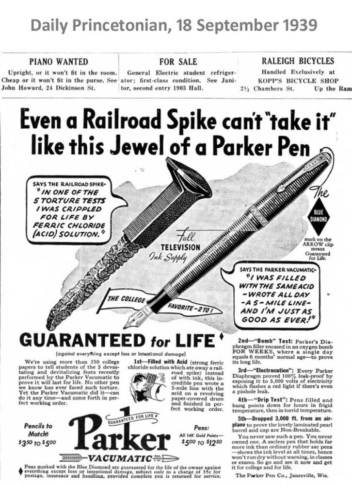 1939 09 18 WITH BLUE DIAMOND EVEN A RAILROAD SPIKE Daily Princetonian