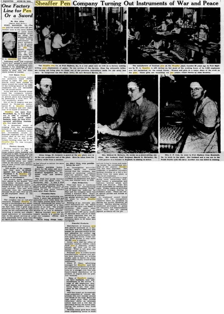 1941 06 00 Manufacturing for war Sheaffer_sales_ventas_WW_Lazard