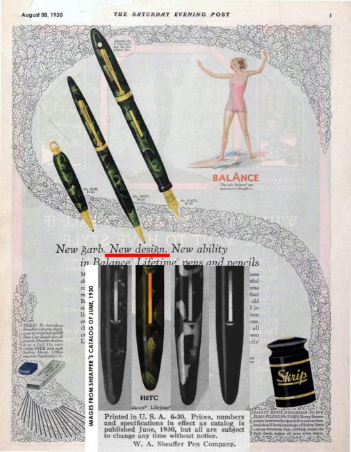 Sheaffer´S Balance new design. 1930 ad.